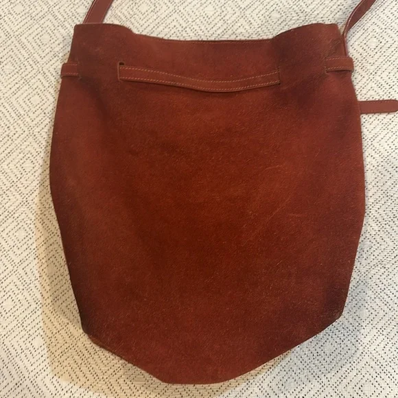 Mansur Gavriel Brick Red Suede Drawstring Hobo Bag